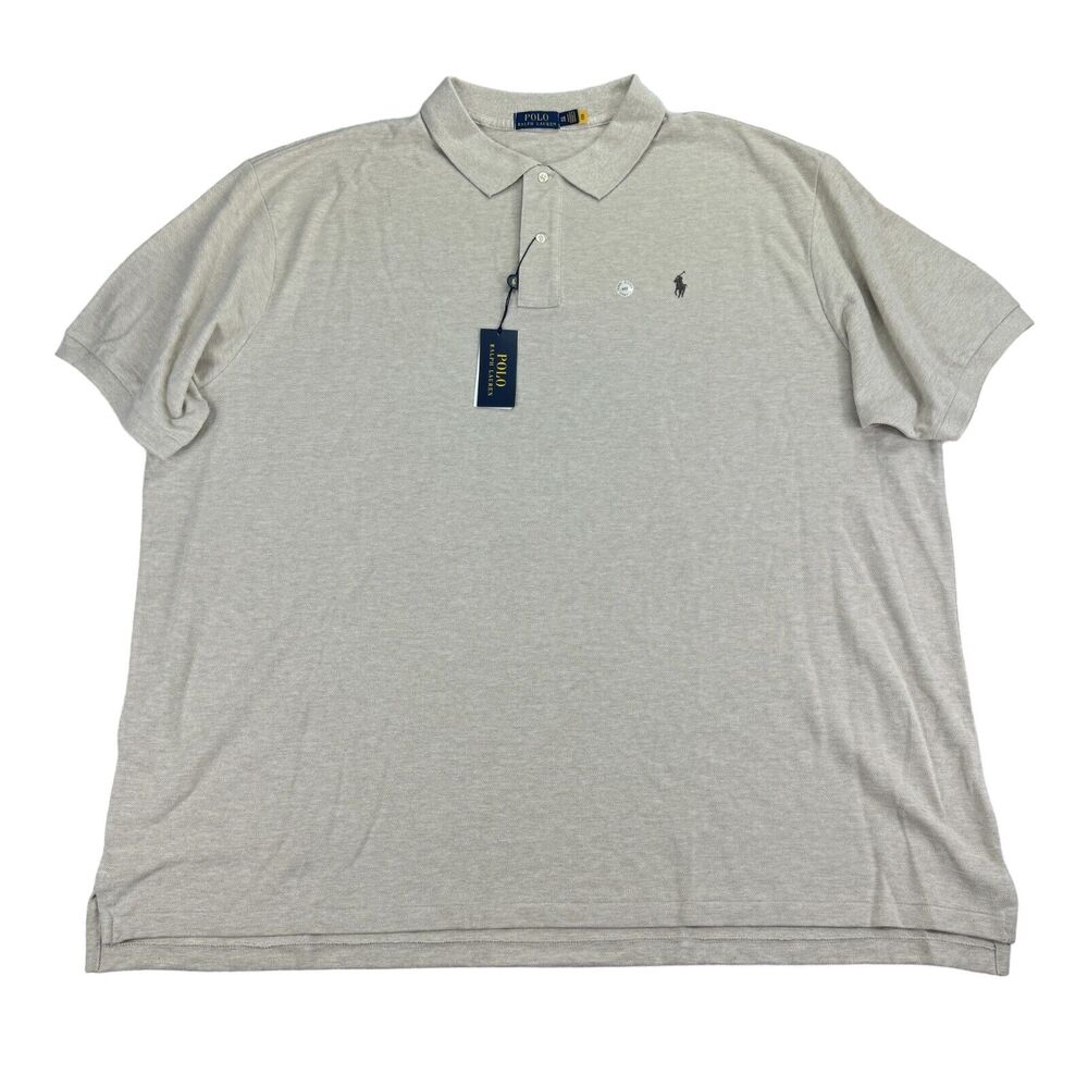 Polo Ralph Lauren Mens Big & Tall Iconic Expedition Polo Shirt Beige Gray 4XB